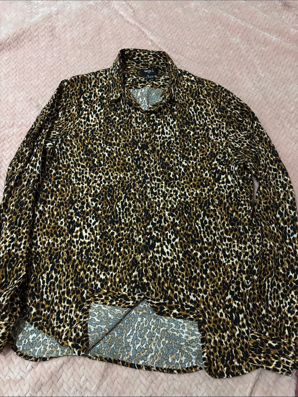 Forever 21 Men's Leopard Print Button-Down Shirt - Brown Black Cream
